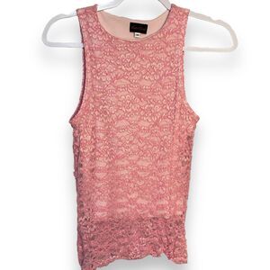 HeartSoul Tank Top Women's Medium Pink Floral Lace VTG Casual Lined Barbiecore